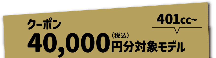 クーポン40,000円(税込)分対象モデル 401cc~